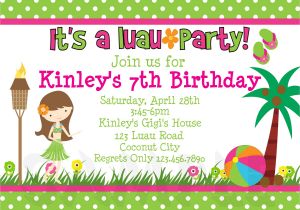 Hawaii Party Invitations Printable Birthday Invitations Luau Party Little Girl