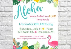 Hawaiian theme Party Invitations Printable Luau Birthday Invites Aloha Pineapple Invitations Summer
