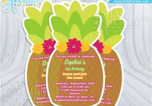 Hawaiian theme Party Invitations Printable Luau Invitations Pineapple Hawaiian Invitation Invites