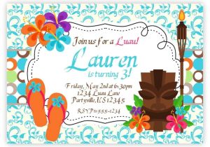 Hawaiian theme Party Invitations Printable Print at Home Diy Invitation Blank Luau Party Invitations