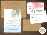 Hawaiian theme Wedding Invitations Palm Tree Wedding Invitations Hibiscus Hawaii Turtle Beach