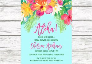 Hawaiian themed Bridal Shower Invitations Templates Luau Bridal Shower Invitation Tropical Invi with Luau