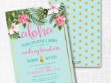 Hawaiian themed Bridal Shower Invitations Templates Tropical Flower Pineapple Bridal Shower Invitation Luau