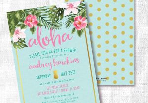 Hawaiian themed Bridal Shower Invitations Tropical Flower Pineapple Bridal Shower Invitation Luau