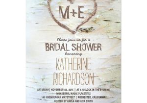 Heart themed Bridal Shower Invitations Birch Tree Heart Rustic Bridal Shower Invites Zazzle