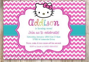 Hello Kitty 2nd Birthday Invitation Wording Hello Kitty Chevron Birthday Invitation 1st Birthday