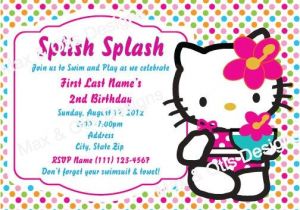 Hello Kitty Pool Party Invitations Personalized Hello Kitty Swim Party Invitation In Bright
