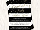High School Graduation Open House Invitations Gold Glitter Black High School College Graduation Party