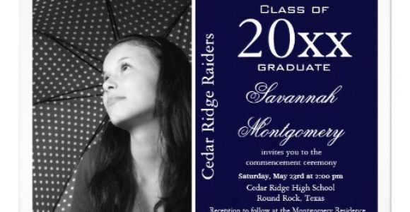 High School Graduation Photo Invitations 2014 High School Graduation Announcements Navy Zazzle