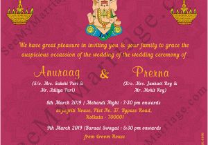 Hindu Wedding Invitation Template Pink theme Ganesha Style with Floral Decorated Traditional