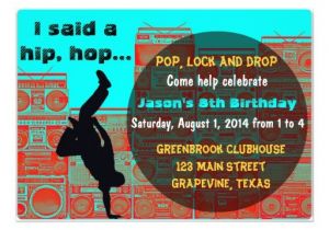 Hip Hop Dance Birthday Party Invitations 80 39 S Boombox Break Ancing Hip Hop Party Invitation 5 Quot X 7