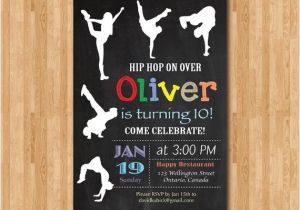 Hip Hop Dance Birthday Party Invitations Hip Hop Birthday Invitation Chalkboard Birthday Party
