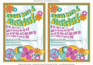 Hippie Party Invitations Printable Party Invitation Hippie 1960s by Dilibertodesign