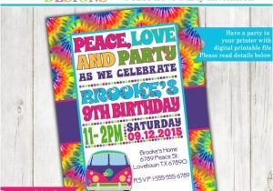 Hippie Party Invitations Tie Dye 60 39 S Hippie Party Invitation Peace Love