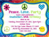 Hippie Party Invitations Tie Dye Hippie Chick Birthday Party Invitations