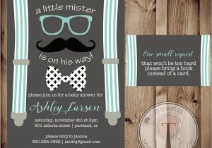 Hipster Bridal Shower Invitations Little Man Baby Shower Invitation and Book Request Card