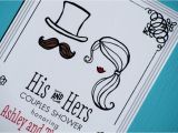His and Hers Bridal Shower Invitations His and Hers Illustrated Wedding Couples Shower Invites