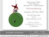 Holiday Bowling Party Invitations Printable Green Bowling Ball ornament Christmas Bowling event