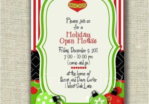 Holiday Open House Party Invitations Christmas Open House Holiday Christmas Whimsy ornaments Card Invitation