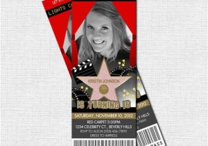 Hollywood theme Party Invites Hollywood Ticket Invitations Red Carpet Party Bonus by