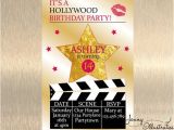 Hollywood themed Birthday Party Invitations Hollywood Birthday Invitation Hollywood by Jennyillustrations