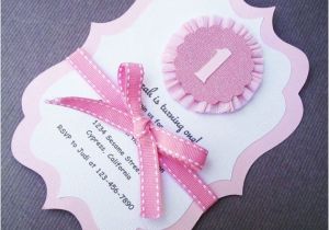 Homemade 1st Birthday Invitation Ideas 1st Birthday Handmade Pink and White Rosette Invitation