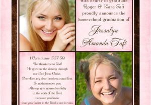Homeschool Graduation Invitations Homeschool Grad Announcement Sweet Christian Girl Pink