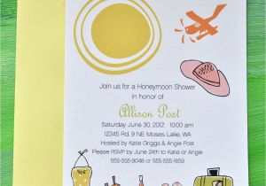 Honeymoon themed Bridal Shower Invitations Honeymoon Bridal Shower Custom Invitation Set with Stickers