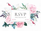 Horizontal Wedding Invitation Template Floral Wedding Invitation with Pink Roses On White
