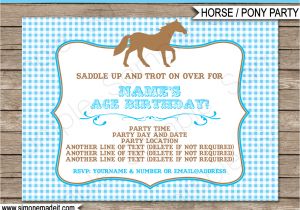 Horse Birthday Invitation Template Horse Birthday Party Invitations Pony Party