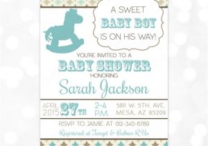 Horse themed Baby Shower Invitations Boy Baby Shower Invitation Baby Boy Blue Brown Western