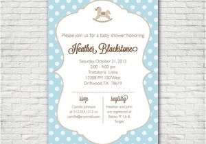 Horse themed Baby Shower Invitations Rocking Horse and Polka Dots Baby Shower Invitation