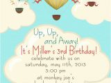 Hot Air Balloon Birthday Invitation Template Balloon themed Birthday Party Invitations