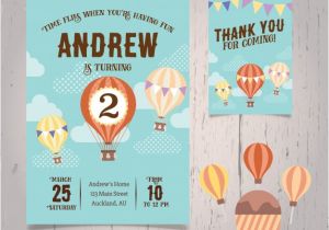 Hot Air Balloon Birthday Invitation Template Hot Air Balloon Birthday Invitation Vector Free Download