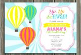 Hot Air Balloon Birthday Invitation Template Printable Girl Hot Air Balloon Birthday Invitation Kids