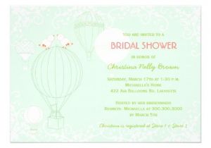 Hot Air Balloon Bridal Shower Invitations Hot Air Balloons Spring Mint Bridal Shower Invites