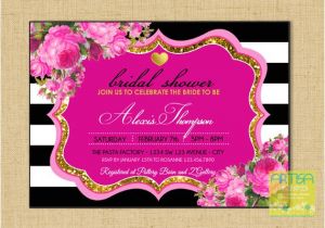 Hot Pink and Black Bridal Shower Invitations Hot Pink Gold Glitter Black Bridal Shower Invitation Hot Pink