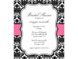 Hot Pink and Black Bridal Shower Invitations Vintage Damask Bridal Shower Black Hot Pink 5×7 Paper