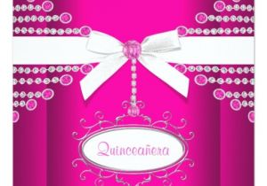 Hot Pink Quinceanera Invitations Diamonds Bow Hot Pink Quinceanera Invitation Zazzle