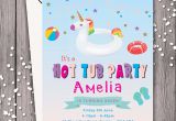 Hot Tub Party Invitation Template 09 Unicorn Personalised Hot Tub Birthday Party