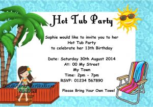Hot Tub Party Invitation Template Birthday Invites Uk