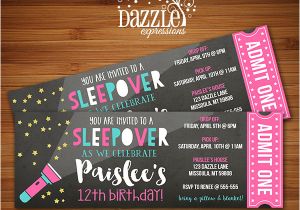 Hotel Party Invitation Template Printable Chalkboard Sleepover Ticket Birthday Invitation