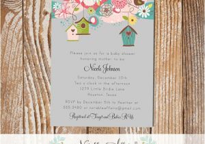 Housewarming and Baby Shower Invitations Floral Birds and Birdcages Birdhouse Baby Shower Bridal