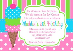 How to Invite for Birthday Party Printable Birthday Invitations Girls Ice Cream Party