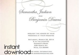 How to Make A Wedding Invitation Template On Microsoft Word Diy Wedding Invitation Template Instant Download