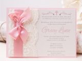 How to Make Baptism Invitations Off Gracy Lace Invitation Pink Baptism Invitation