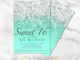 How to Make Quinceanera Invitations at Home Printable Sweet 16 Invitation Mint Green Glitter Sweet