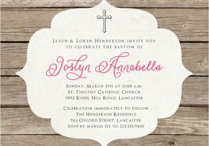 How to Make Simple Baptism Invitations Baptism Invitation Rustic Christening Invitation Girl or