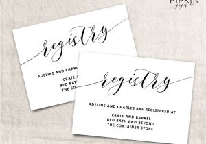 How to Word Registry Information On Bridal Shower Invitation Printable Wedding Registry Card