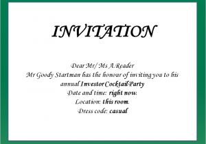 How to Write An Invitation to A Party Business English Esp Elt Cation